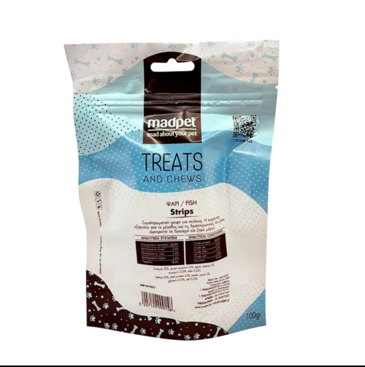 Mad Pet Treats & Chews - Fish Strips Ψάρι 100gr