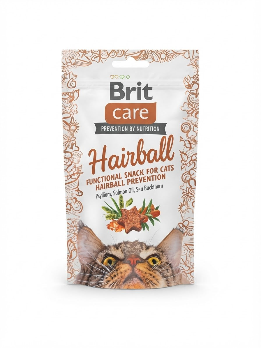 Brit Care Hairball 50g – Σνακ Γάτας κατά των Τριχόμπαλων