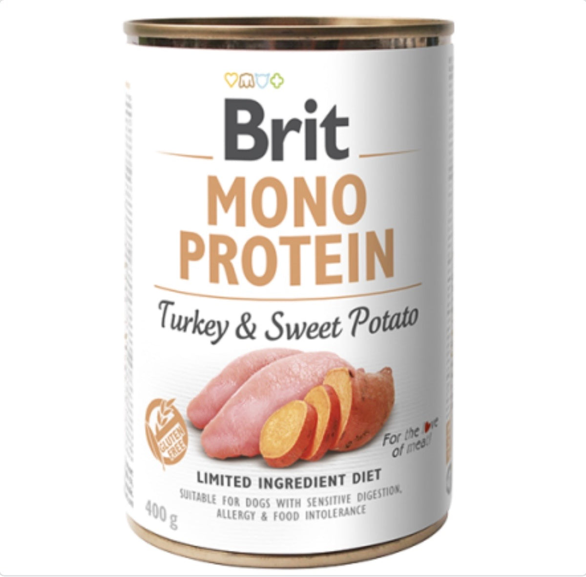 Brit Mono Protein Turkey & Sweet Potato – Μονοπρωτεϊνική υγρή τροφή σκύλου 400g με γαλοπούλα και γλυκοπατάτα, χωρίς γλουτένη και GMO