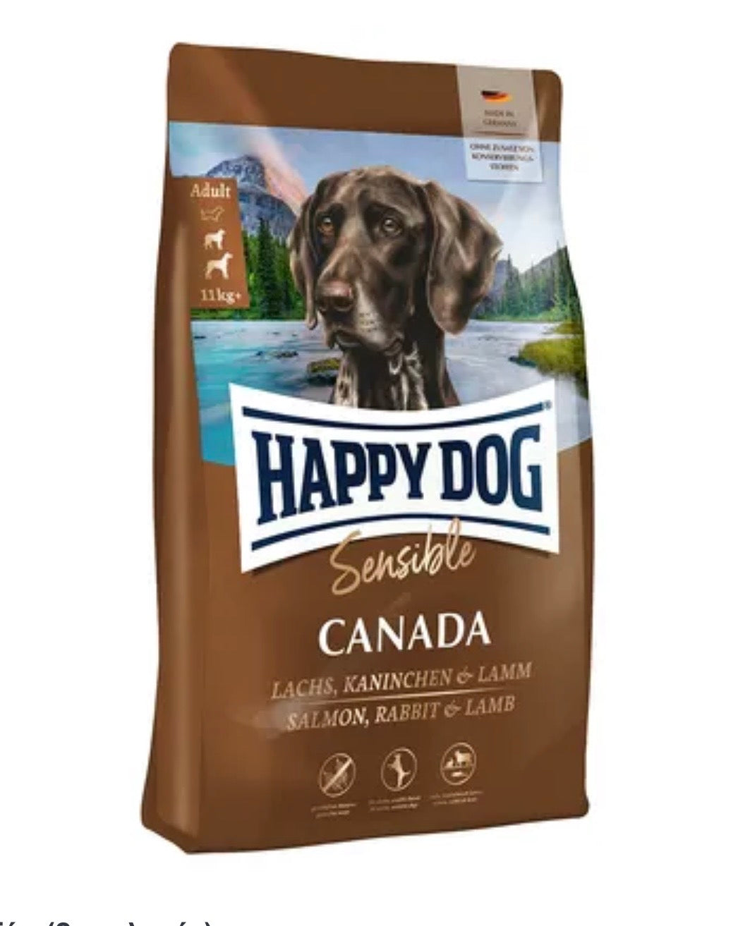 Happy Dog Sensible Canada Grain Free 4kg ξηρά τροφή σκύλου με σολομό, κουνέλι και αρνί
