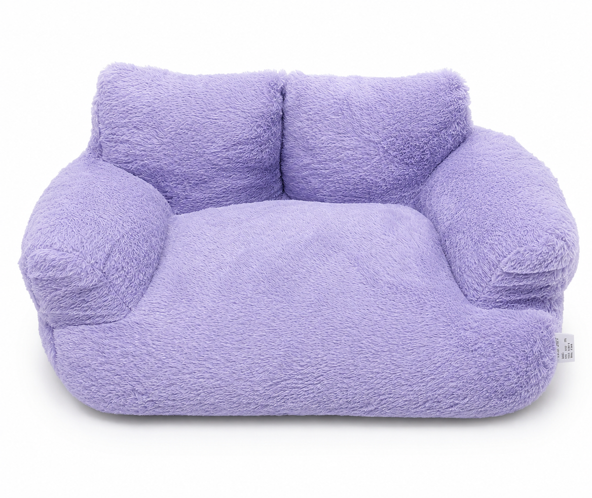 Κρεβάτι καναπές κατοικιδίου fluffy λιλά γκρι, μπροστινή όψη