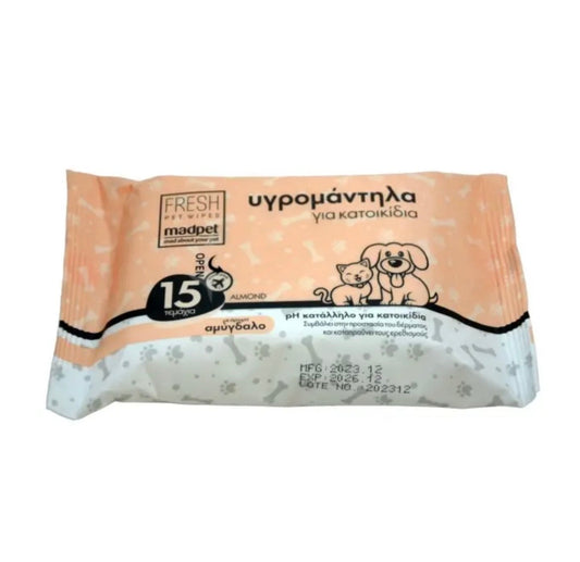 Mad Pet Fresh Pet Wipes - Υγρομάντηλα για Κατοικίδια 15τεμ.