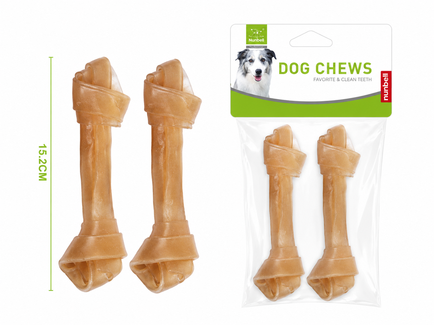 Nunbell Dog Chews Κόκκαλα Δέρματος Αγελάδας 15.2cm - 2 Τεμάχια