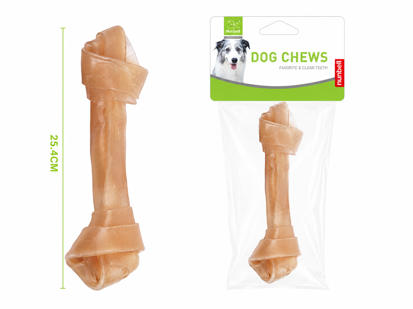 Nunbell Dog Chews Κόκκαλο Δέρματος Αγελάδας 25.4cm
