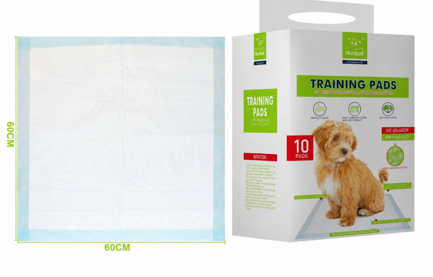 Nunbell Training Pads Πάνες Εκπαίδευσης Σκύλου 60x60cm - 10 Τεμάχια