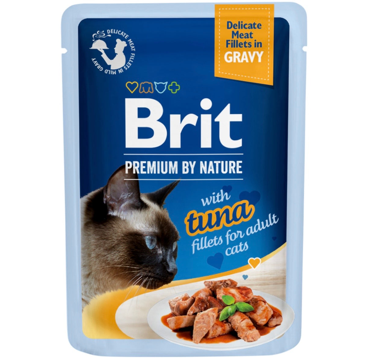 Brit Premium by Nature Fillets Tuna in Gravy – Υγρή τροφή φακελάκι με φιλέτα τόνου σε ζωμό 85g για ενήλικες γάτες