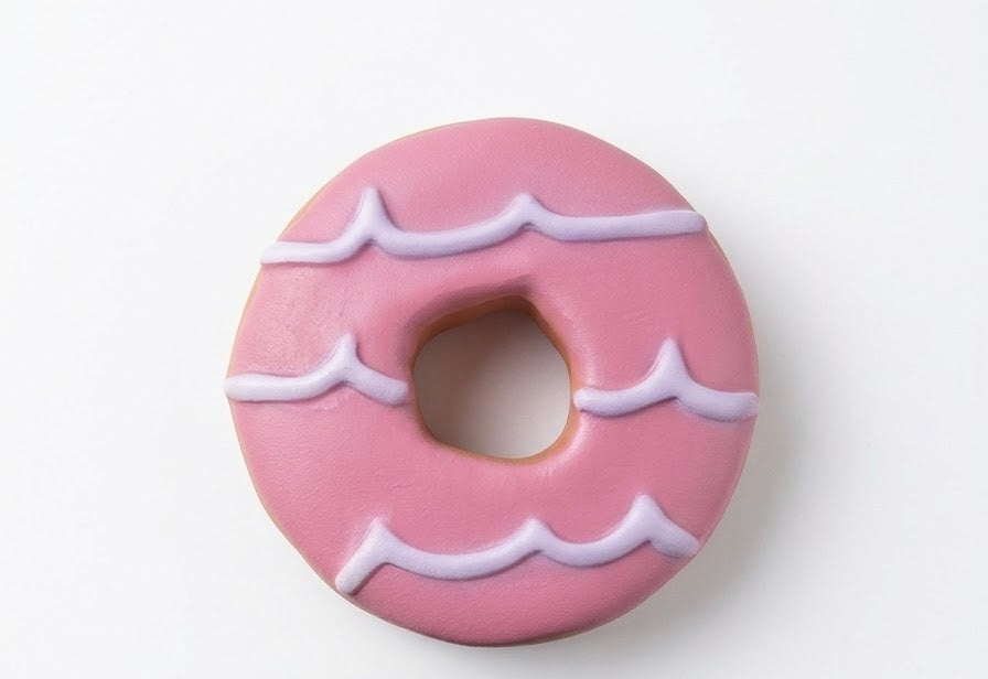 Παιχνίδι σκύλου rubber με squeaker – σχέδιο donut ροζ με λευκή γκλάσα